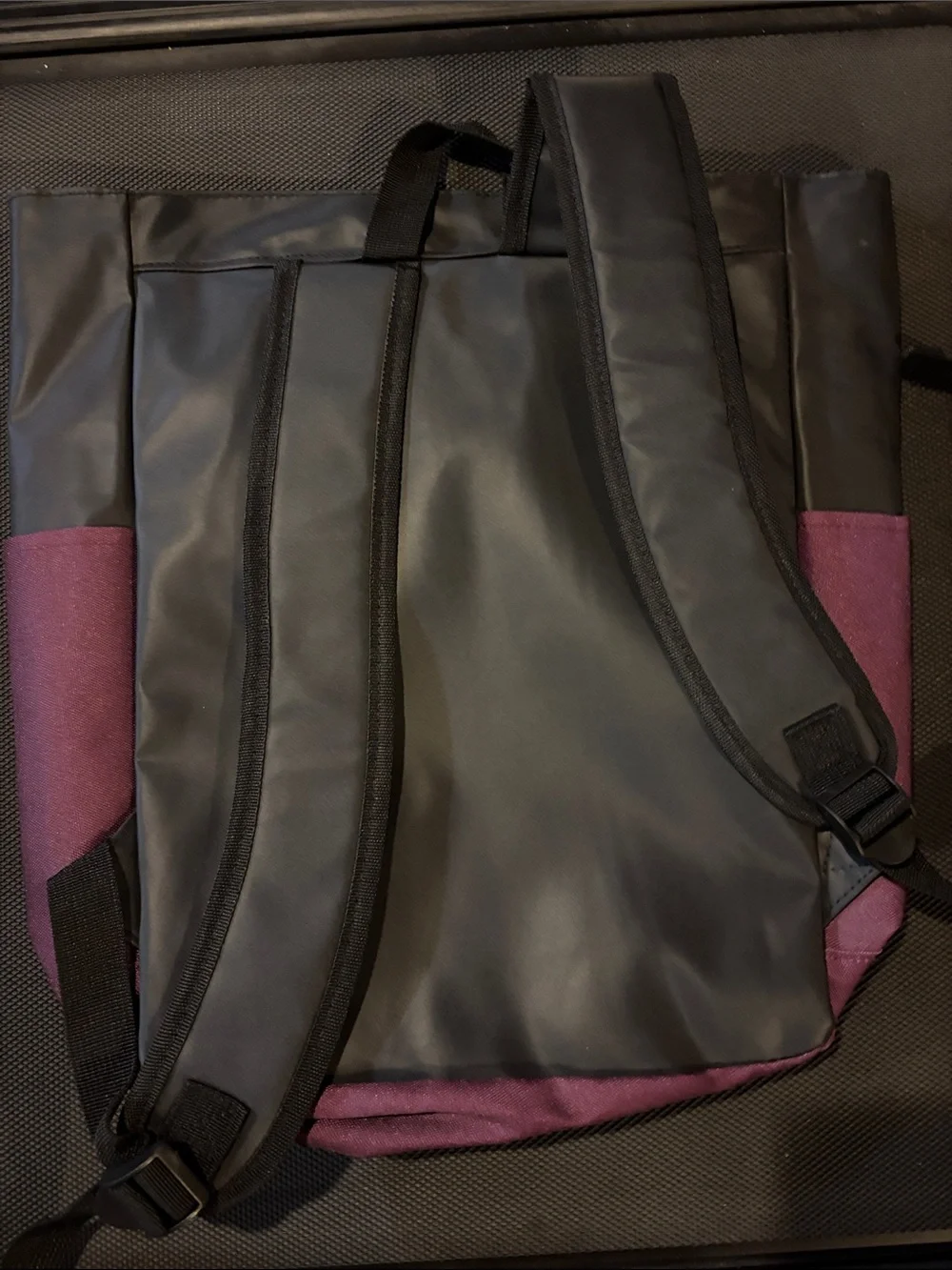 Hugo Boss Black and Burgundy Logo Front-Zip Backpack
